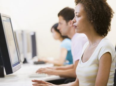 female professional using computer